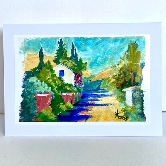 Landscape Painting Art Print 5x7in Blank Greeting Card and Envelope All Occasion - Picture 1 of 4